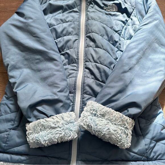 The North Face Jacket Womens Small Blue Reversible Puffer Fleece Faux Fur - Picture 12 of 12